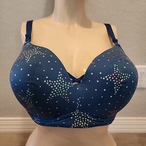 Torrid Wire Free Push-Up Back Smoothing Bra 'Glow Star Cluster' Size 42DDD